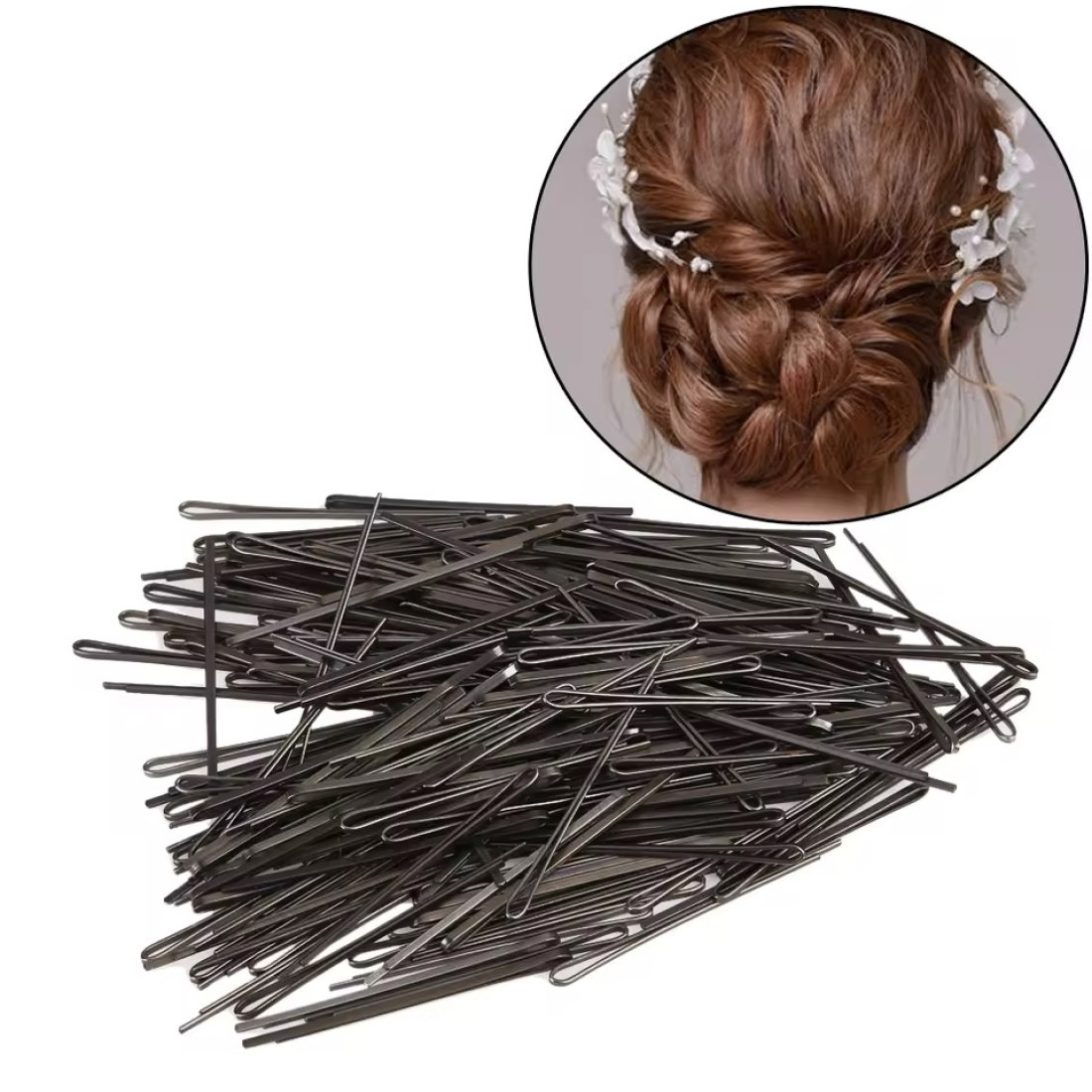 100 Pcs Black Hair Clip With Cute Box