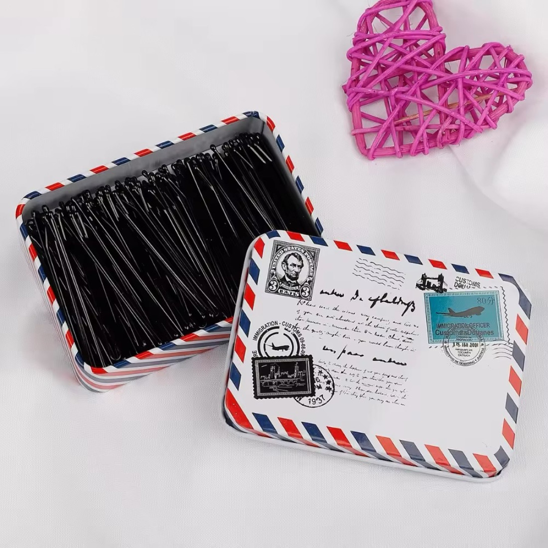 100 Pcs Black Hair Clip With Cute Box