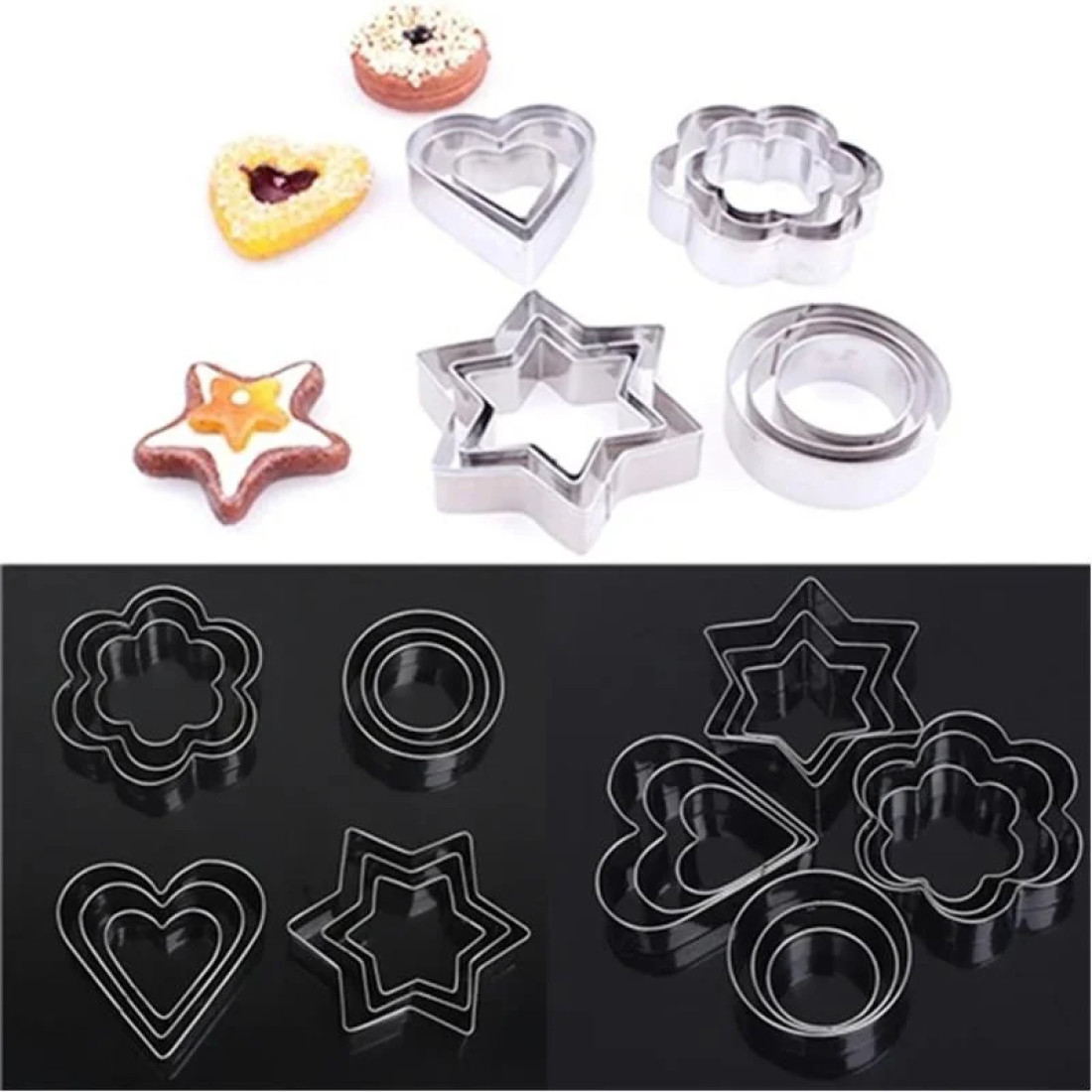 12 Pcs/Set Stainless Steel Cookie Biscuit Cutter