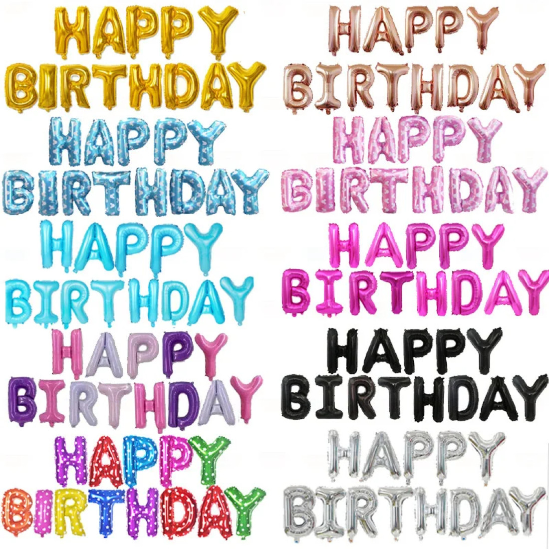 13pcs/set 16inch Happy Birthday Letter Foil Balloons