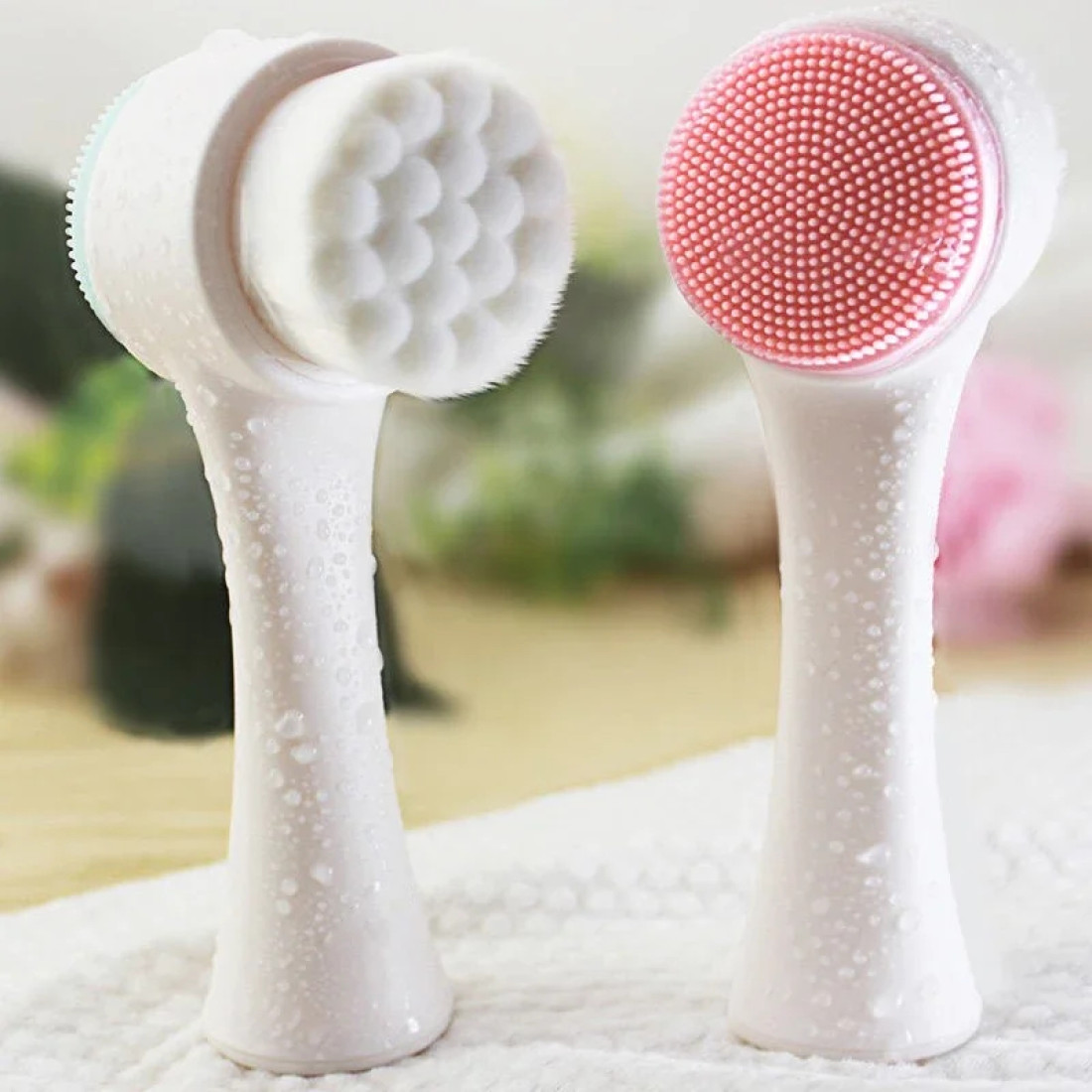 Silicone Double-Sided Facial Face Cleanser Blackhead Removal Brush