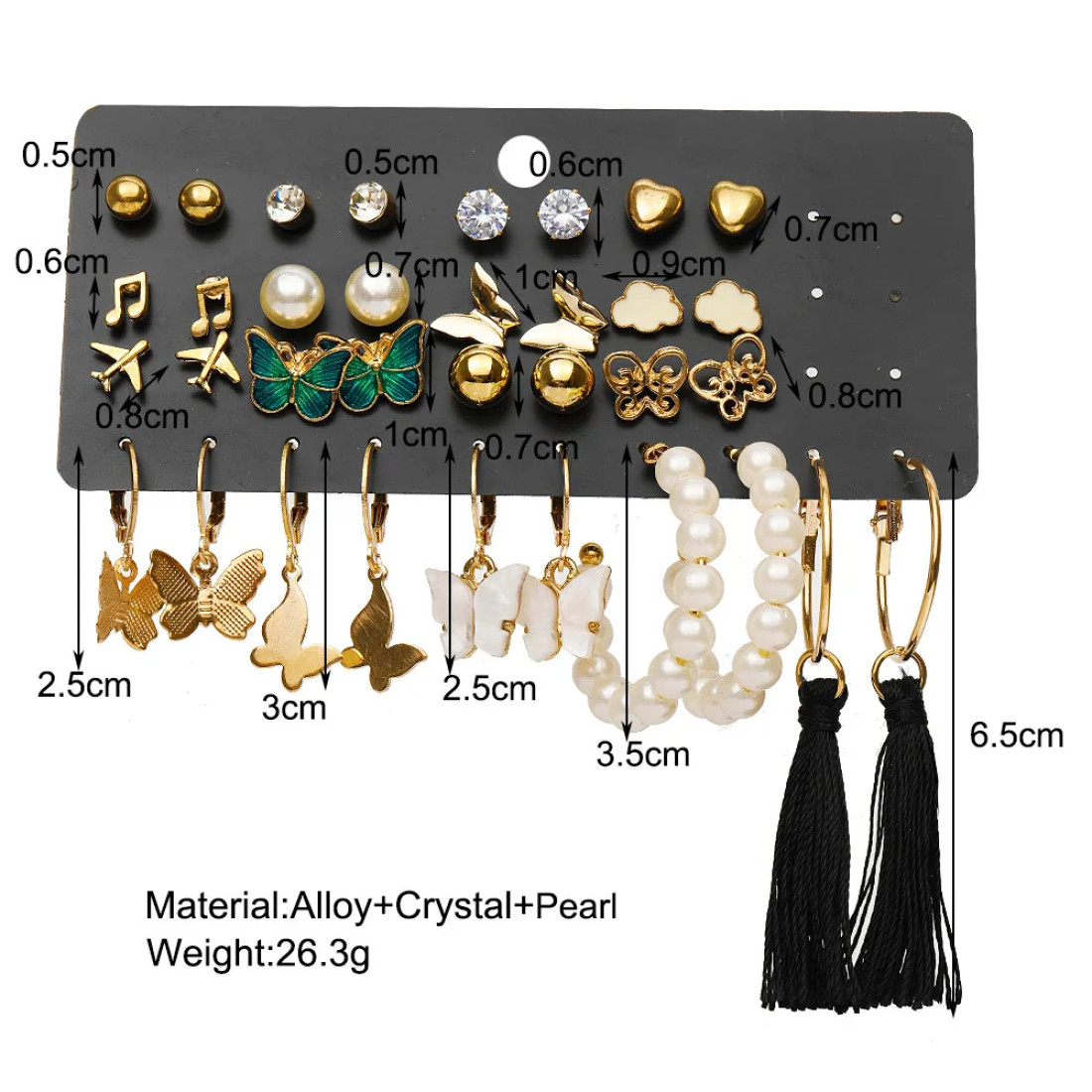 17 Pair Butterfly Earrings Set