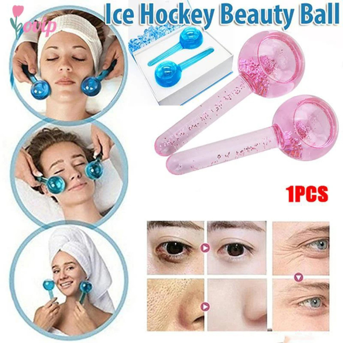 1 Pcs Ice Hockey Energy Crystal Facial Ball Ice Roller Massager