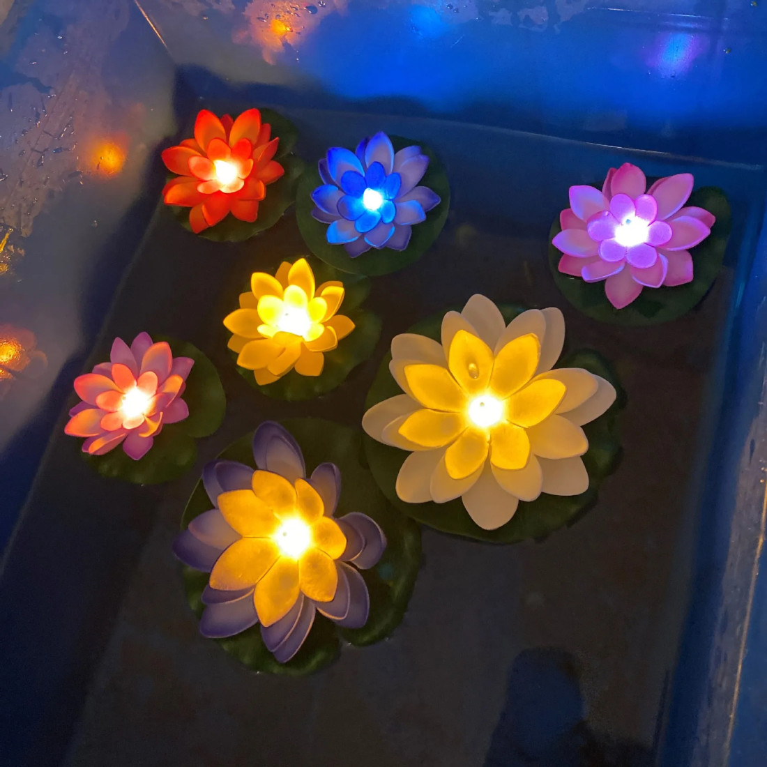 1 Pcs LED Lotus Floating  Sensor Water Lamp