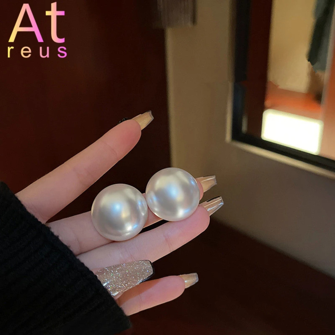 Half Moon White Pearl Earrings