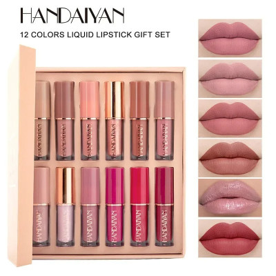 12 Pcs HANDAIYAN Matte Velvet Waterproof Long-lasting Liquid Lipstick Set