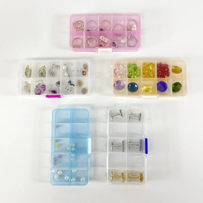 10 Grip Adjustable Plastic Clear Jewelry Storage Box