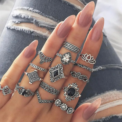 15 Pcs Silver Antique Ring set